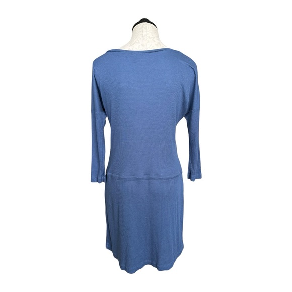 Victoria's Secret Waffle Knit Drawstring Waist Dress Blue 3/4 Sleeve Size Small - Picture 5 of 14